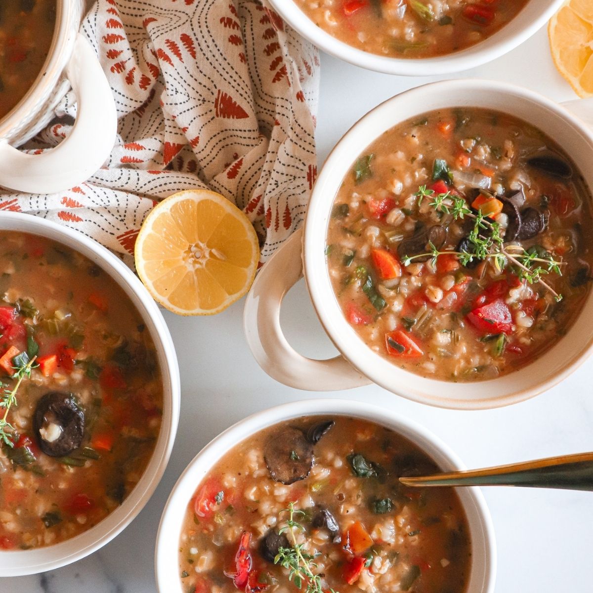 Tuscan Inspired Barley and Spinach Soup