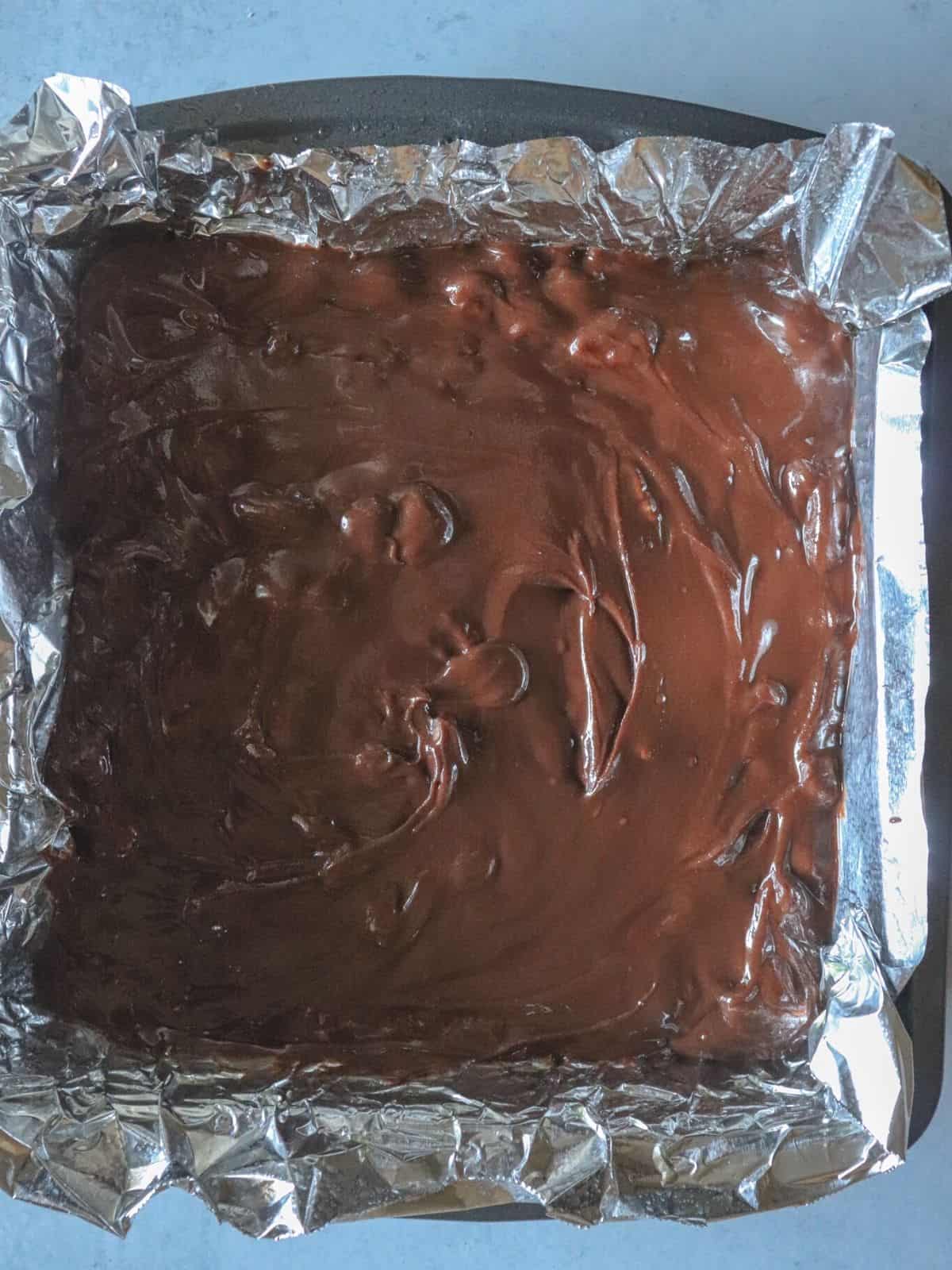 Vegan Microwave fudge before setting