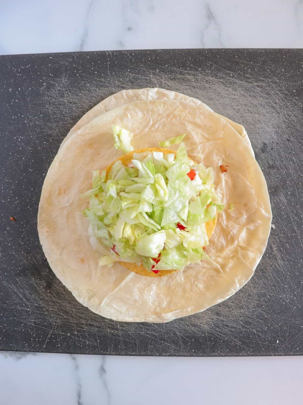 Tortilla with lettuce and tomato