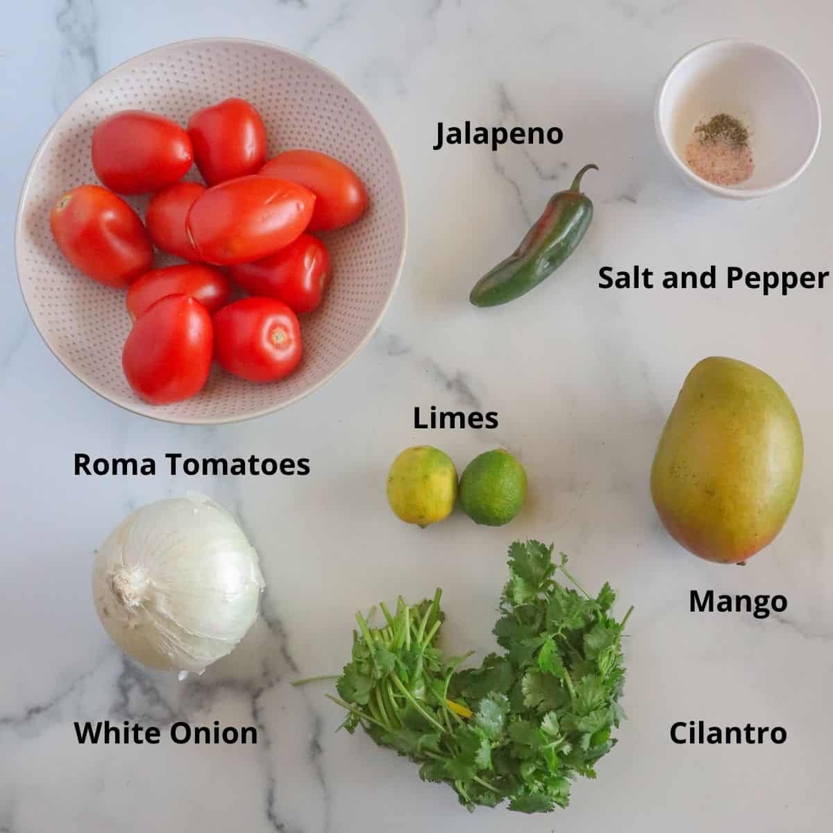 Ingredients on marble surface