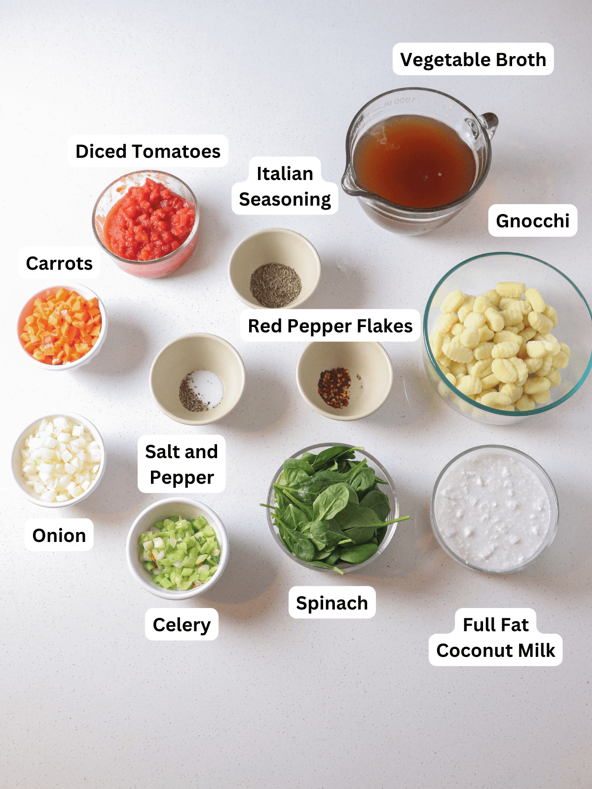 Ingredients on white counter with text overlay