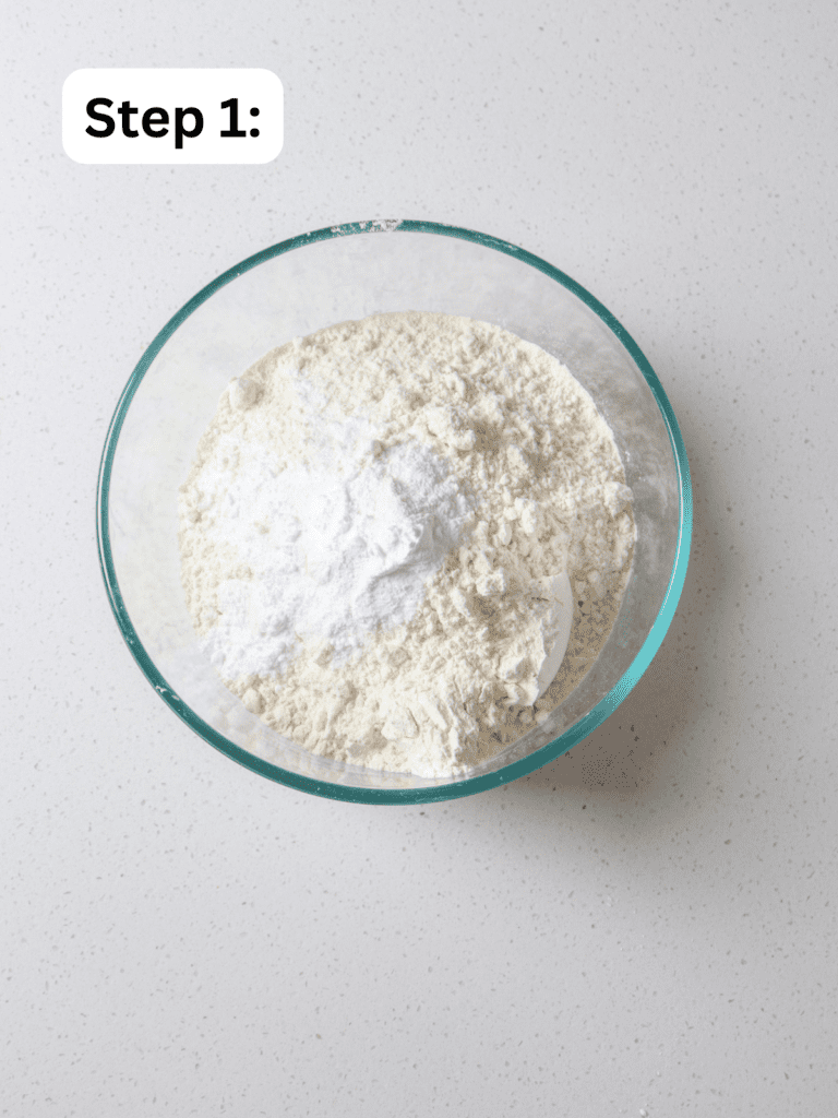 flour and baking powder in bowl