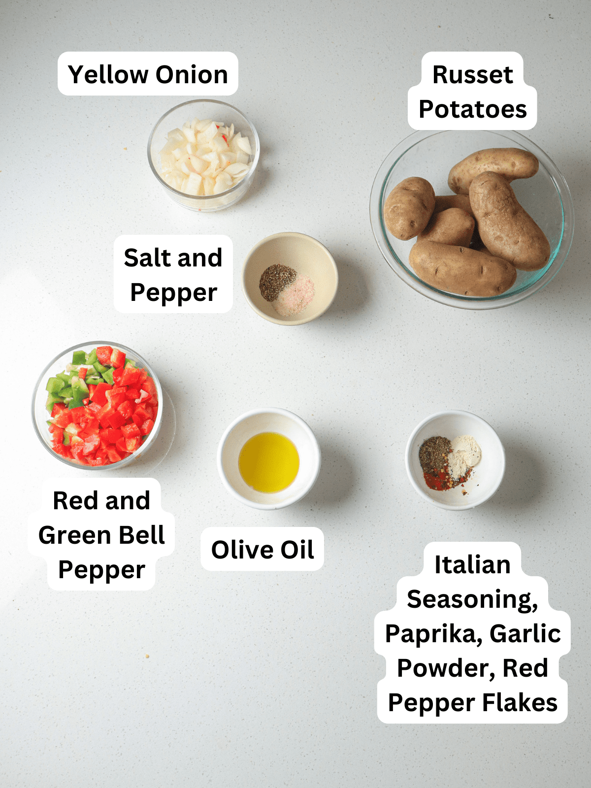 Ingredients on white surface with text overlay