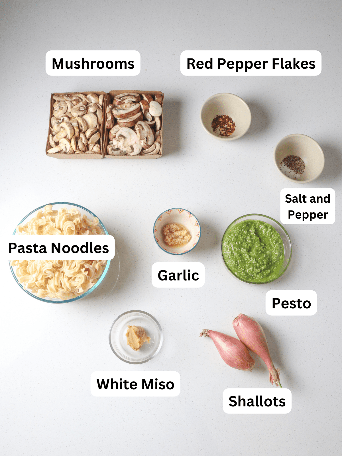 Ingredients on white counter