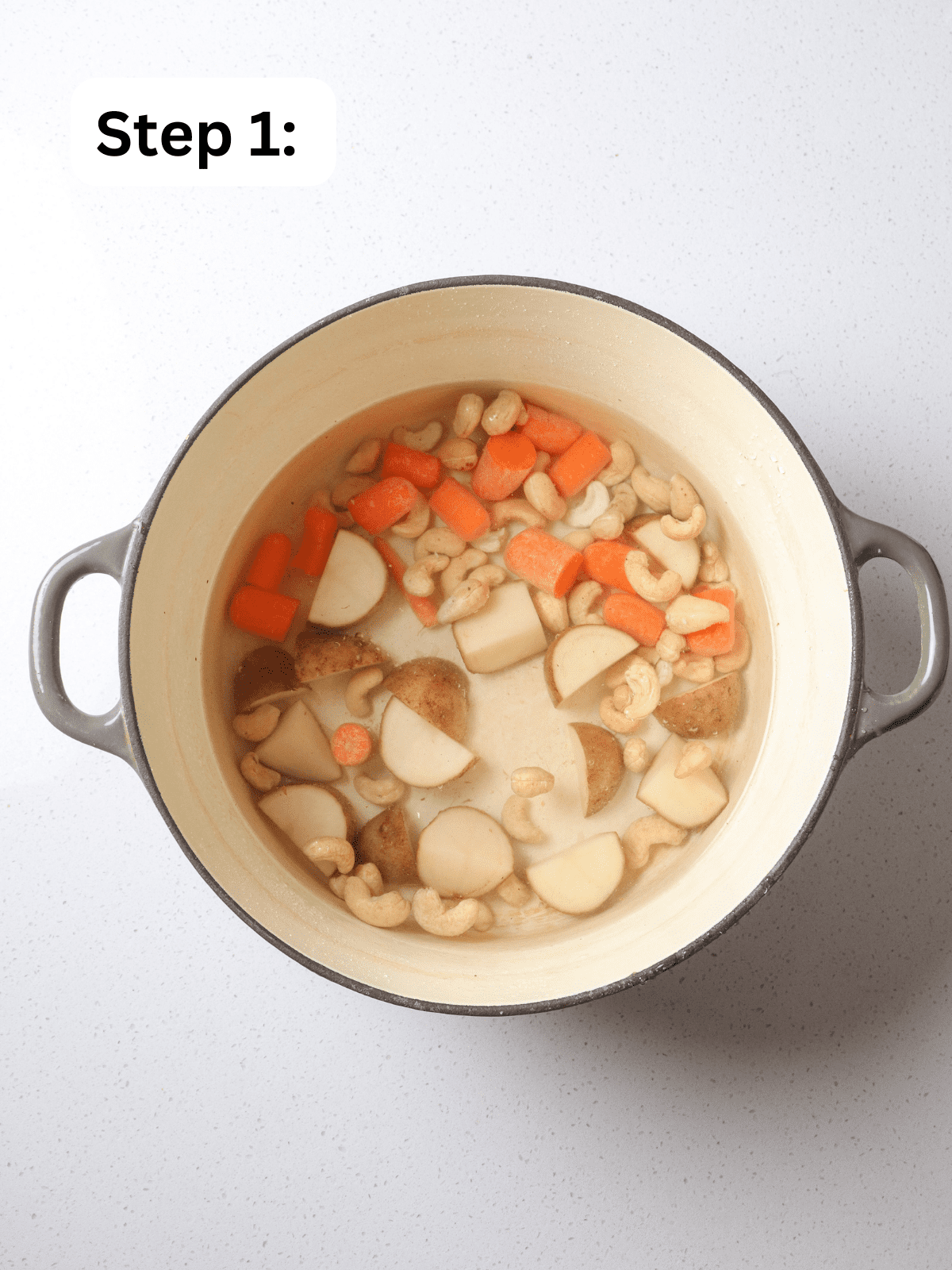 cashews and carrots in water